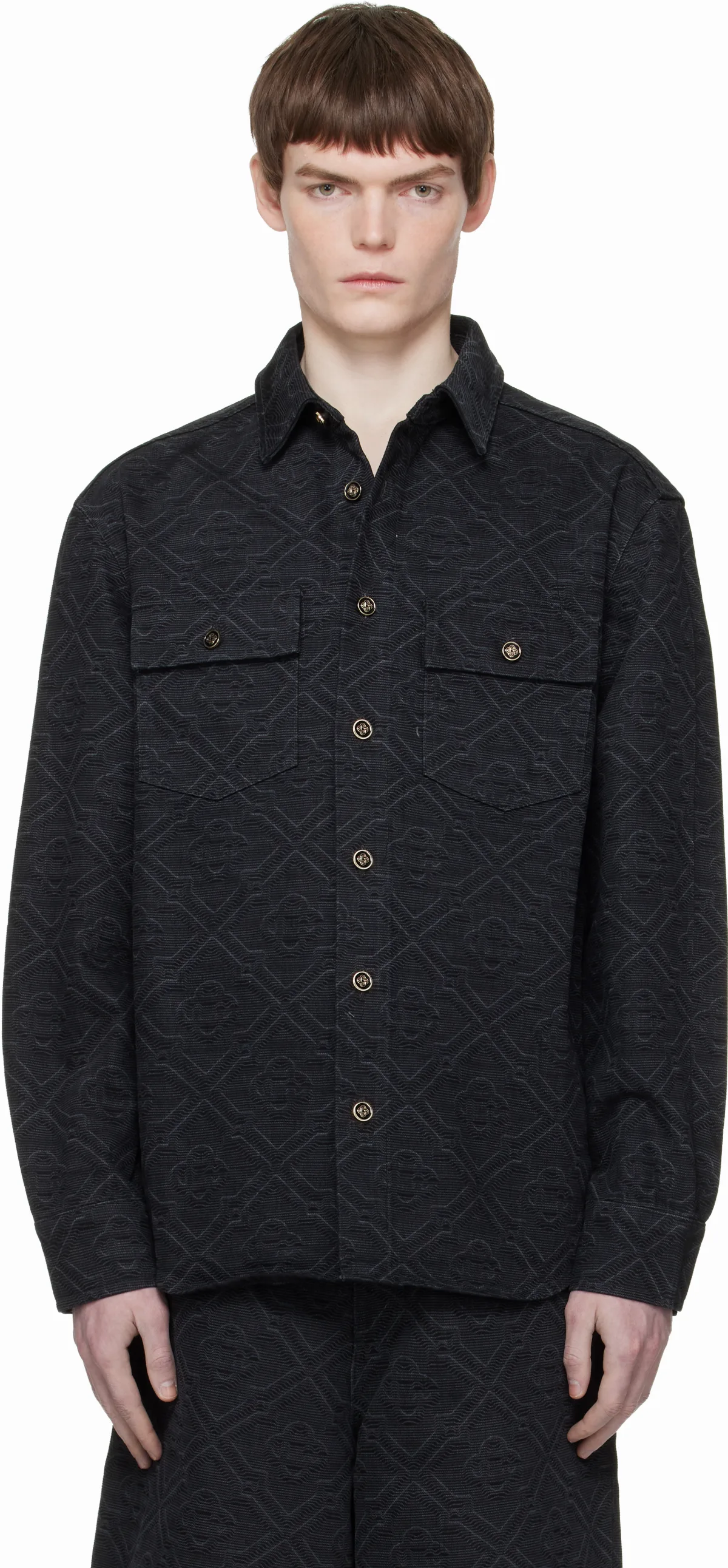 Black Laser Monogram Denim Shirt