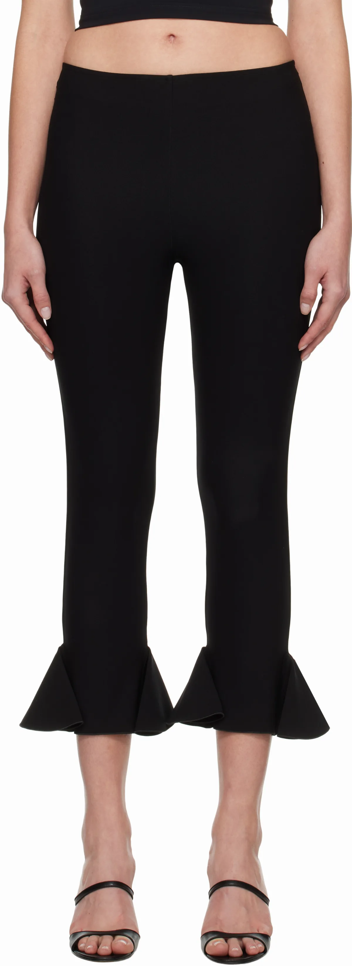 Black Cropped Flared Trousers