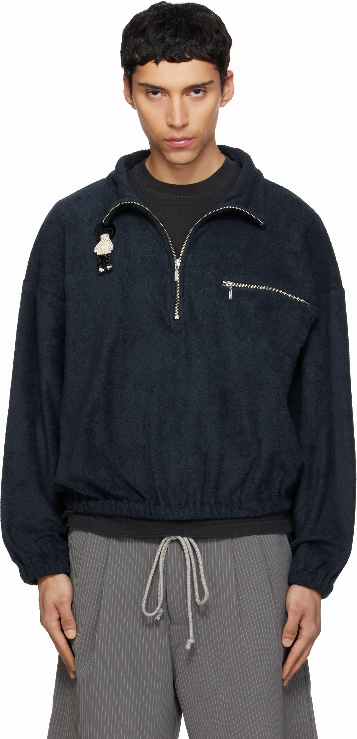Navy Zip Funnel Sweatshirt
