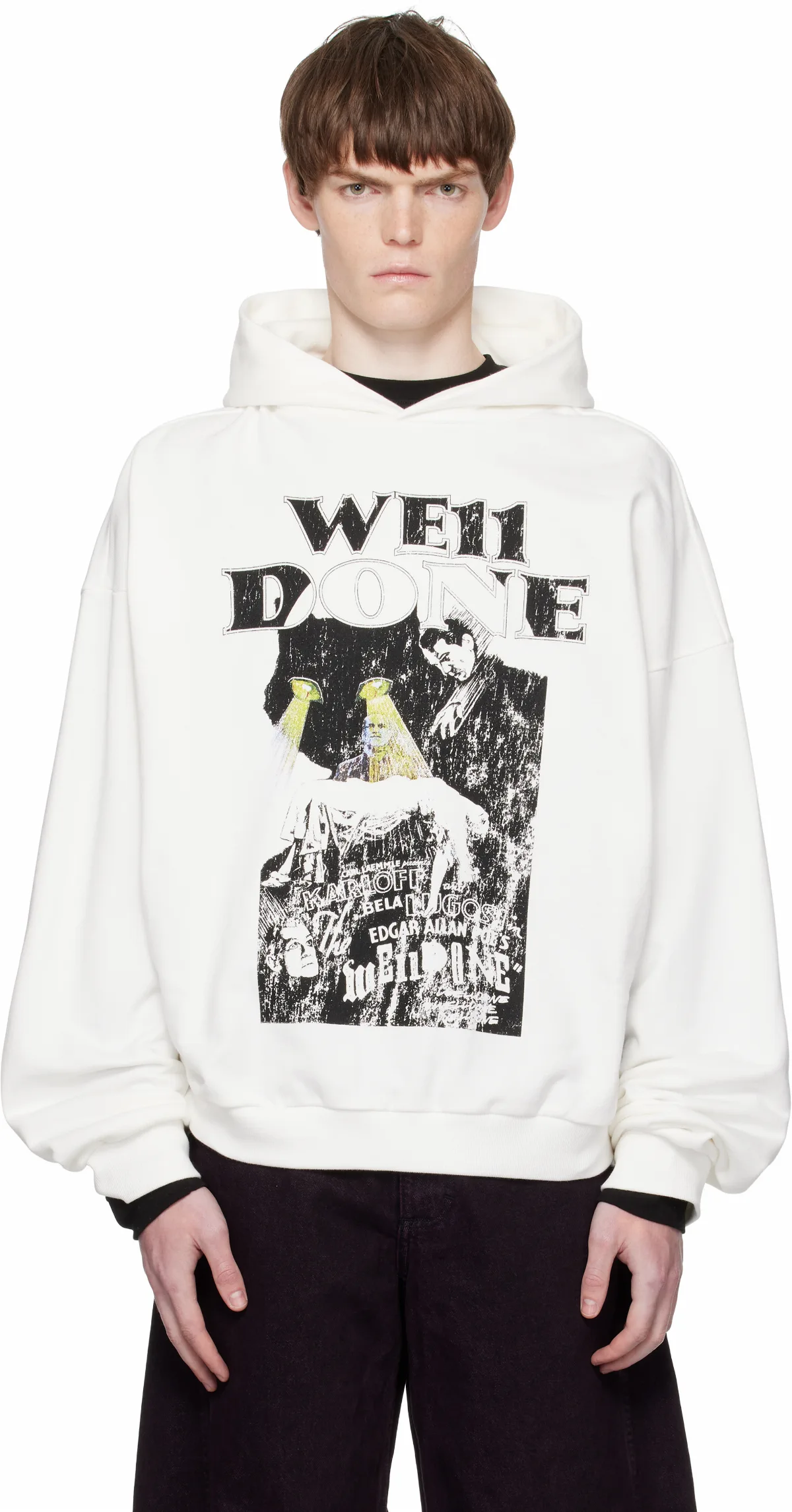 White Black Cat Poster Hoodie