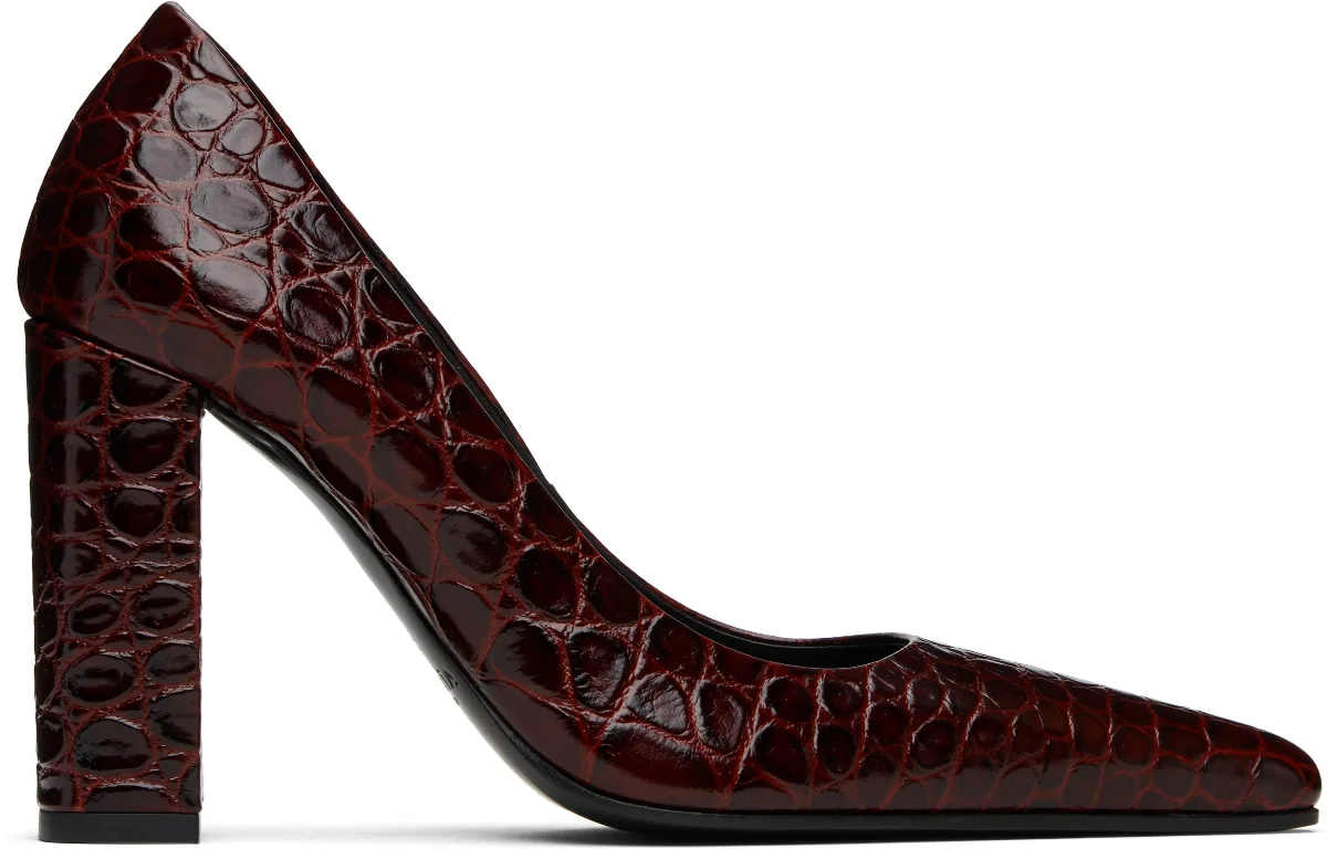 Burgundy Croc Embossed Calf 90 Heels