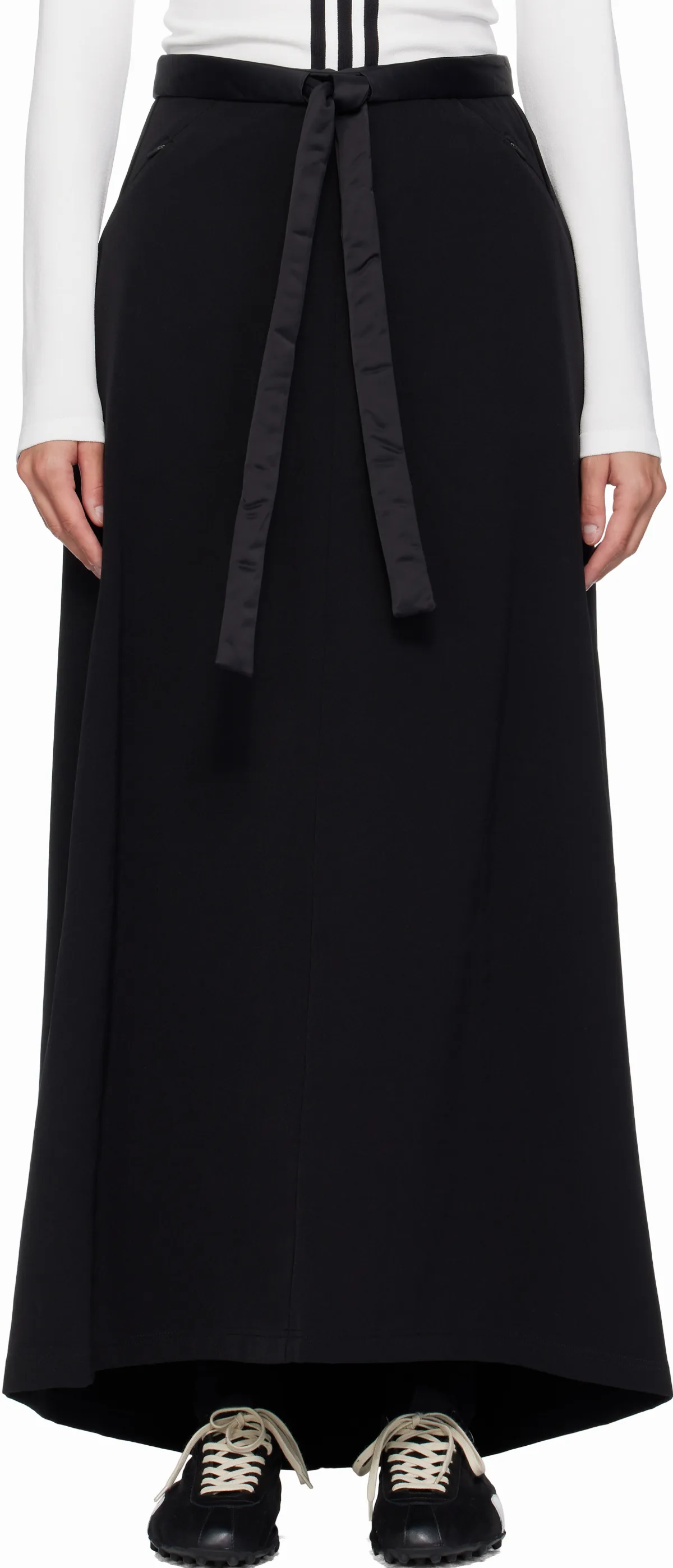 Black Padded Midi Skirt