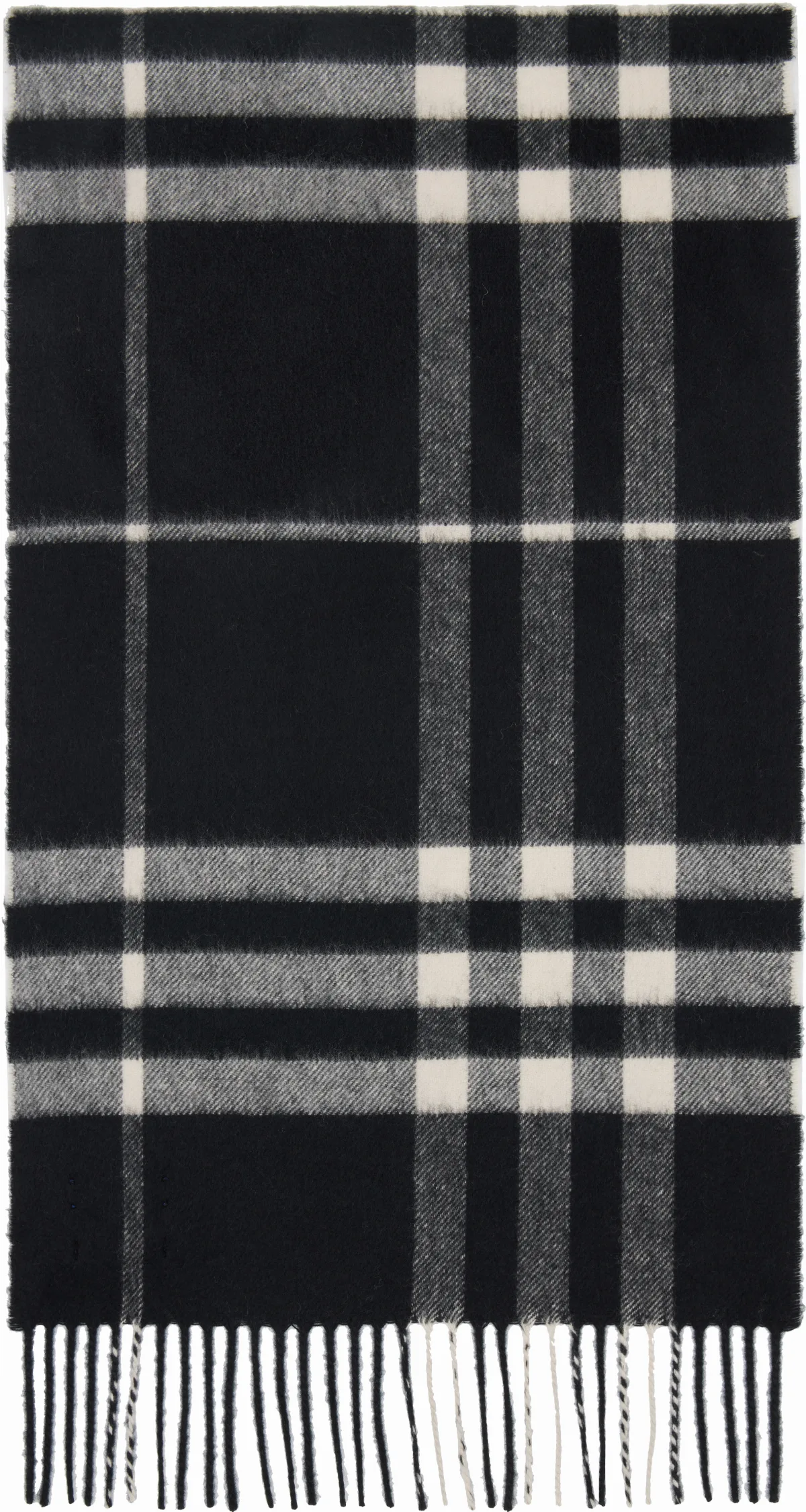 Black Check Cashmere Scarf by Burberry