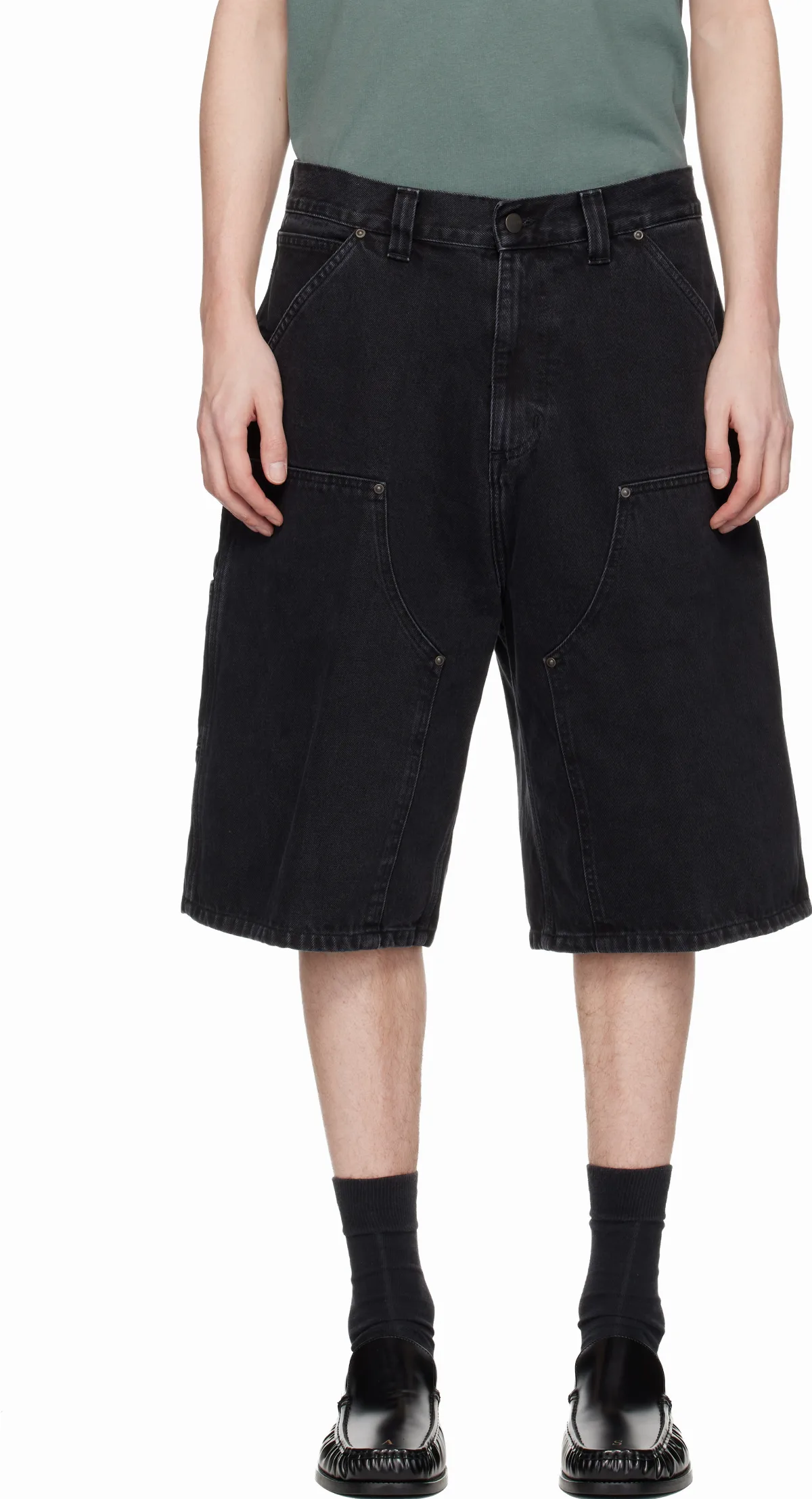 Black OG Double Knee Denim Shorts