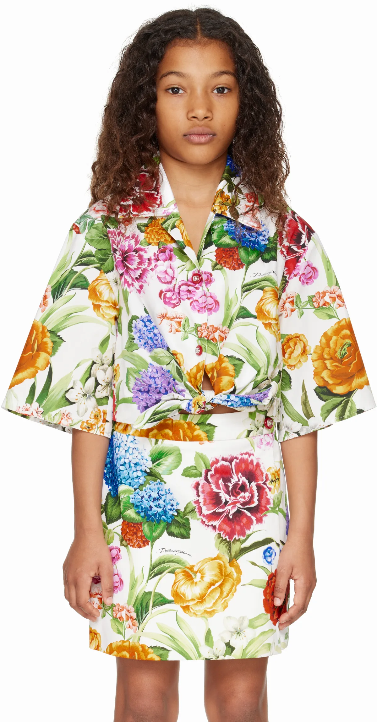 Kids Multicolor Floral-Print Poplin Shirt by Dolce&Gabbana