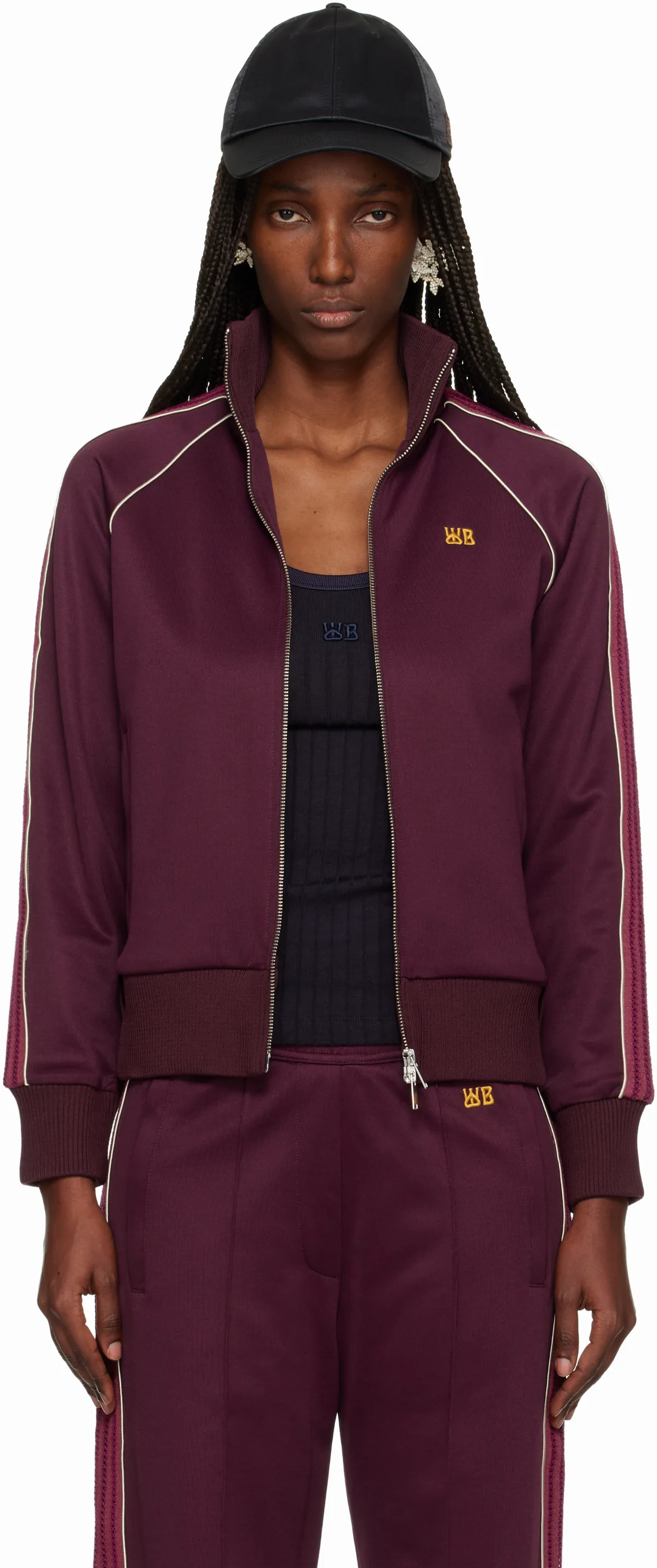 Burgundy'The Mantra' Track Jacket by Wales Bonner