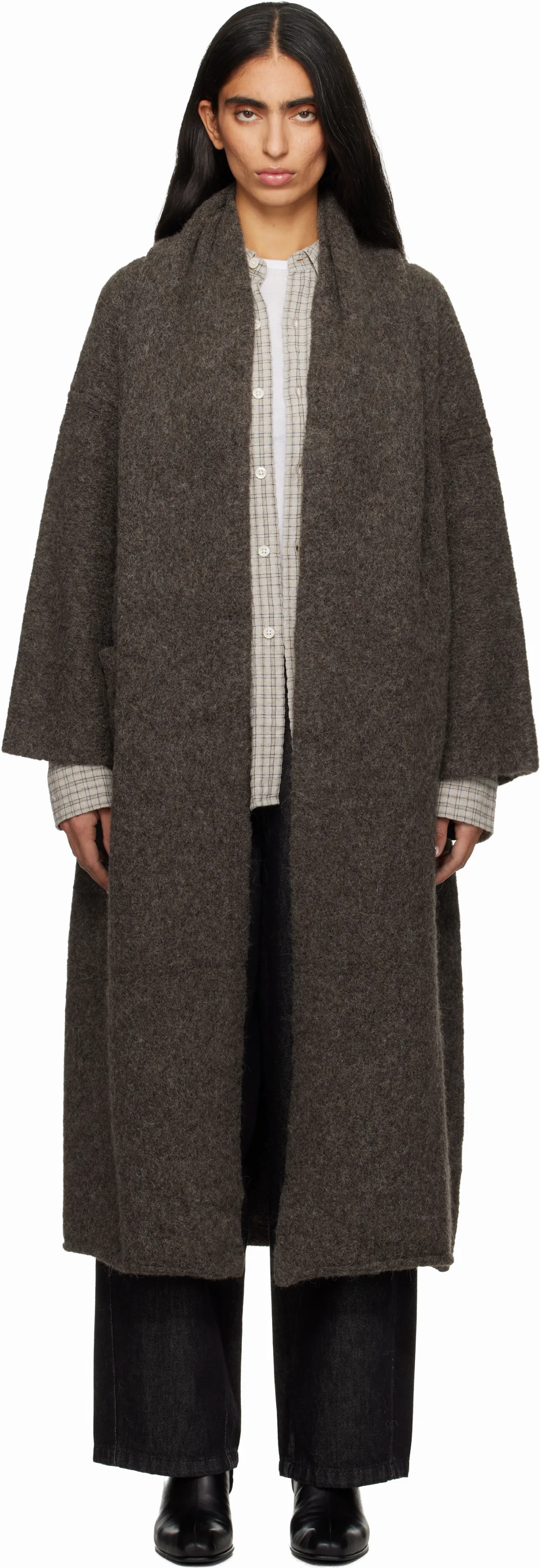 Gray Long Shawl Cardigan