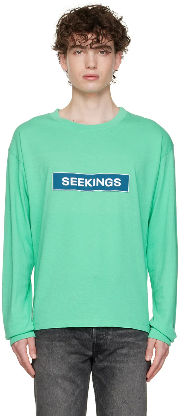 Green Cotton Long Sleeve T-Shirt