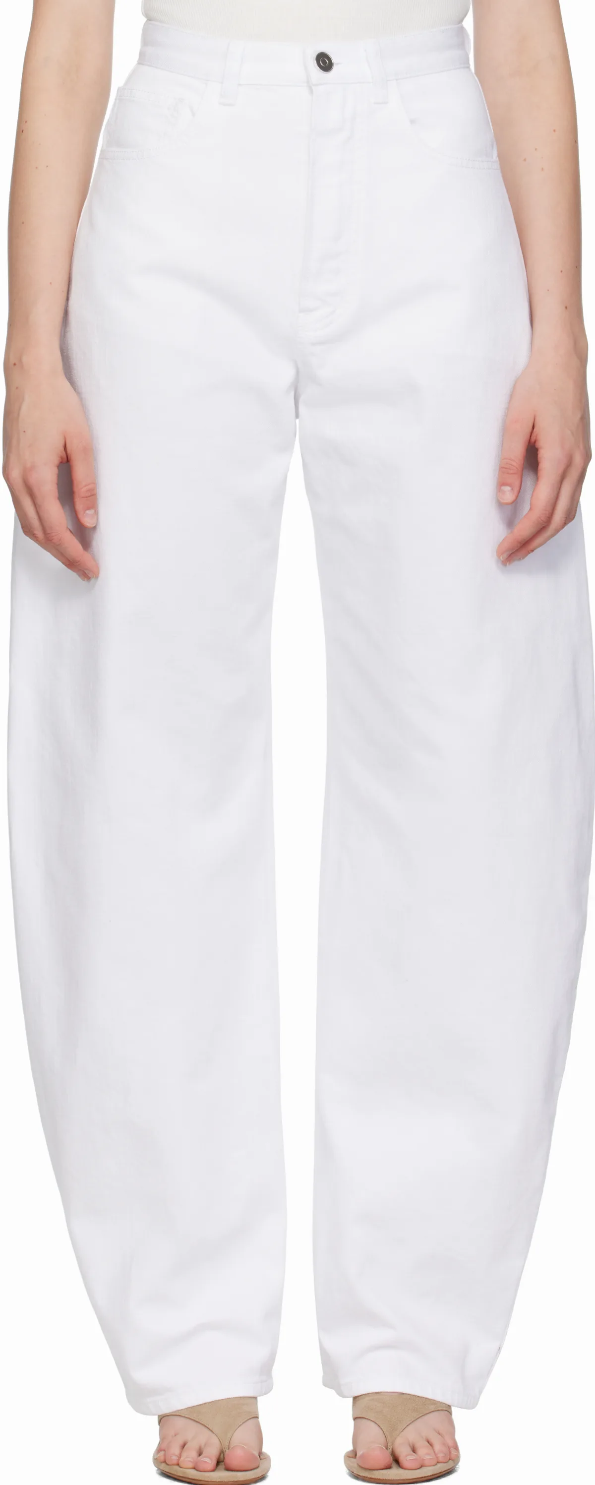 White New Round Jeans