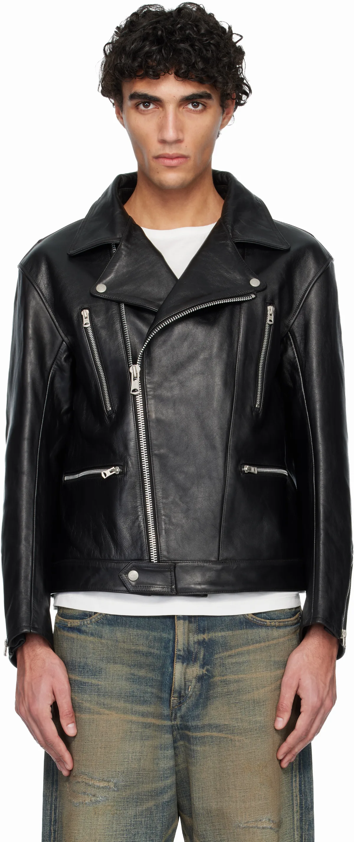 Black Leather Riders Jacket by Neighborhood