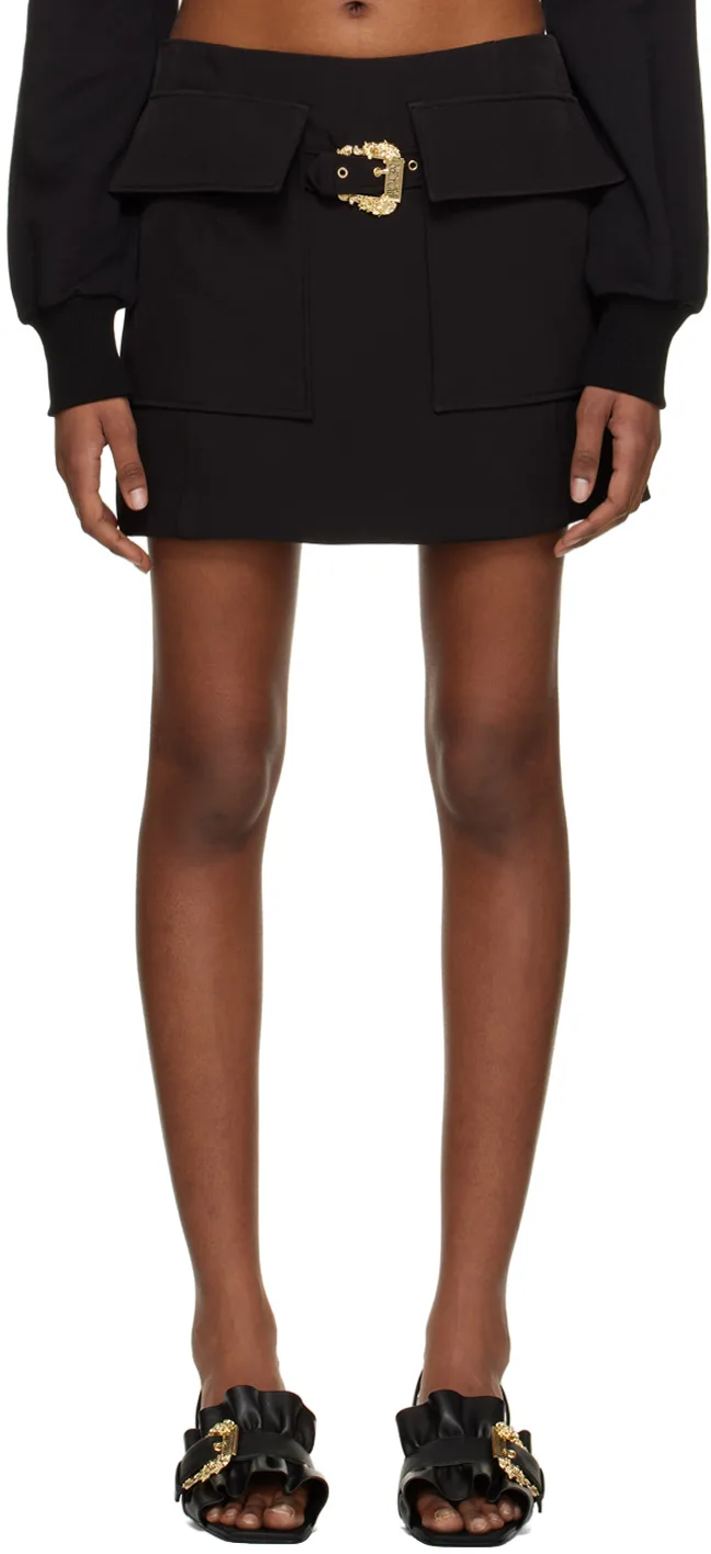 Black Baroque Buckle Miniskirt