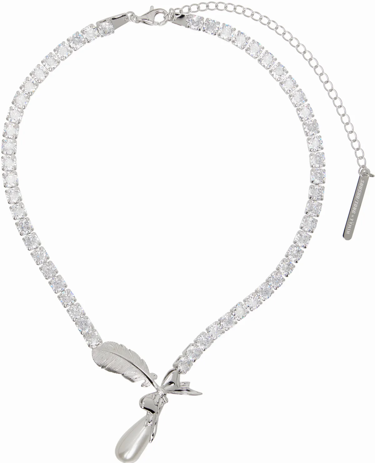 YVMIN Edition Teardrop Zircon Feather Necklace