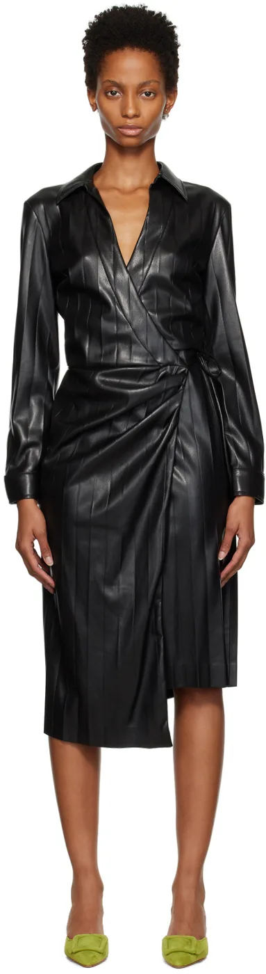 Black Faux-Leather Midi Dress