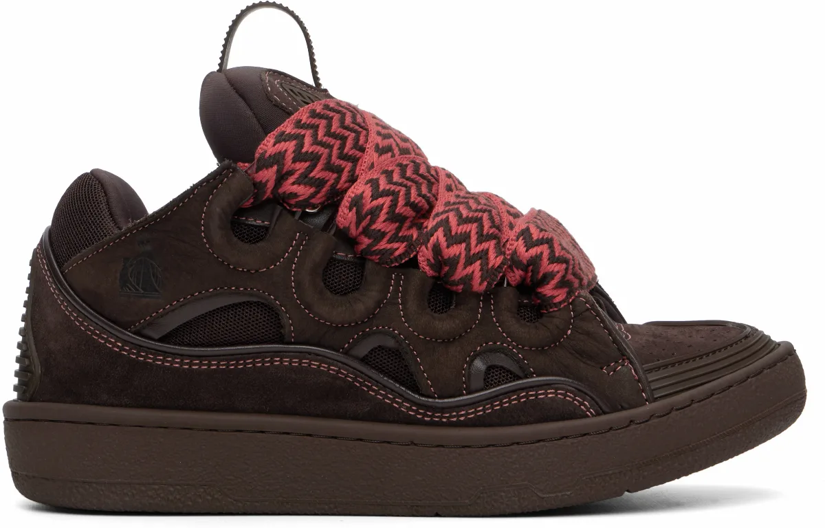 Brown Curb Leather Sneakers
