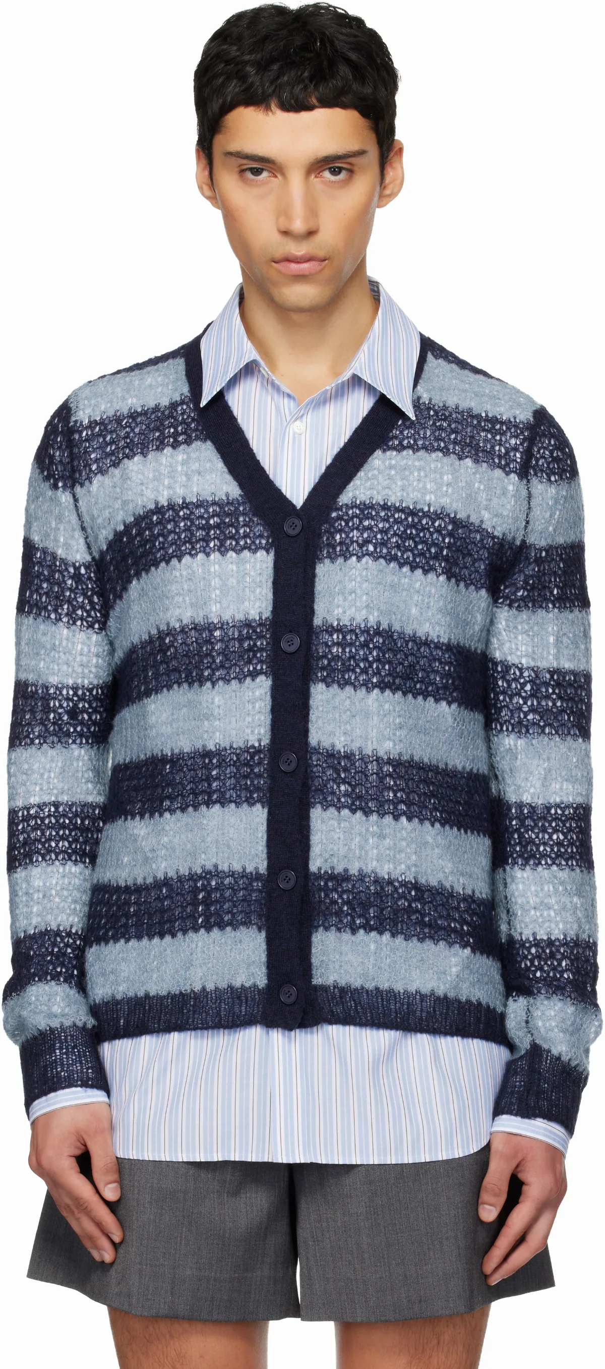 Blue Striped Cardigan