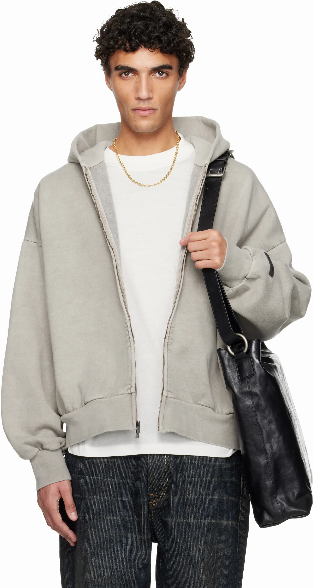 Gray Holiday Embroidered Classic Full Zip Hoodie