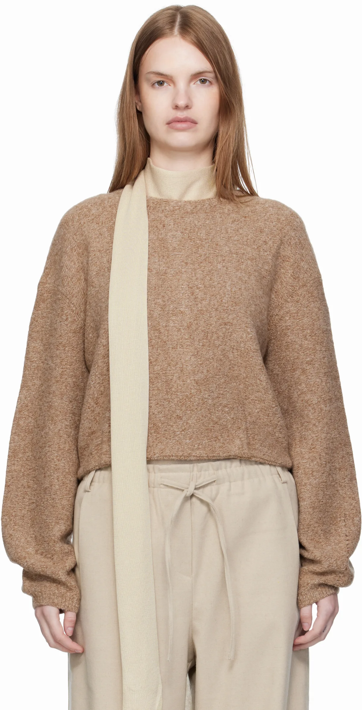 Taupe Baby Alpaca Two Way Cardigan