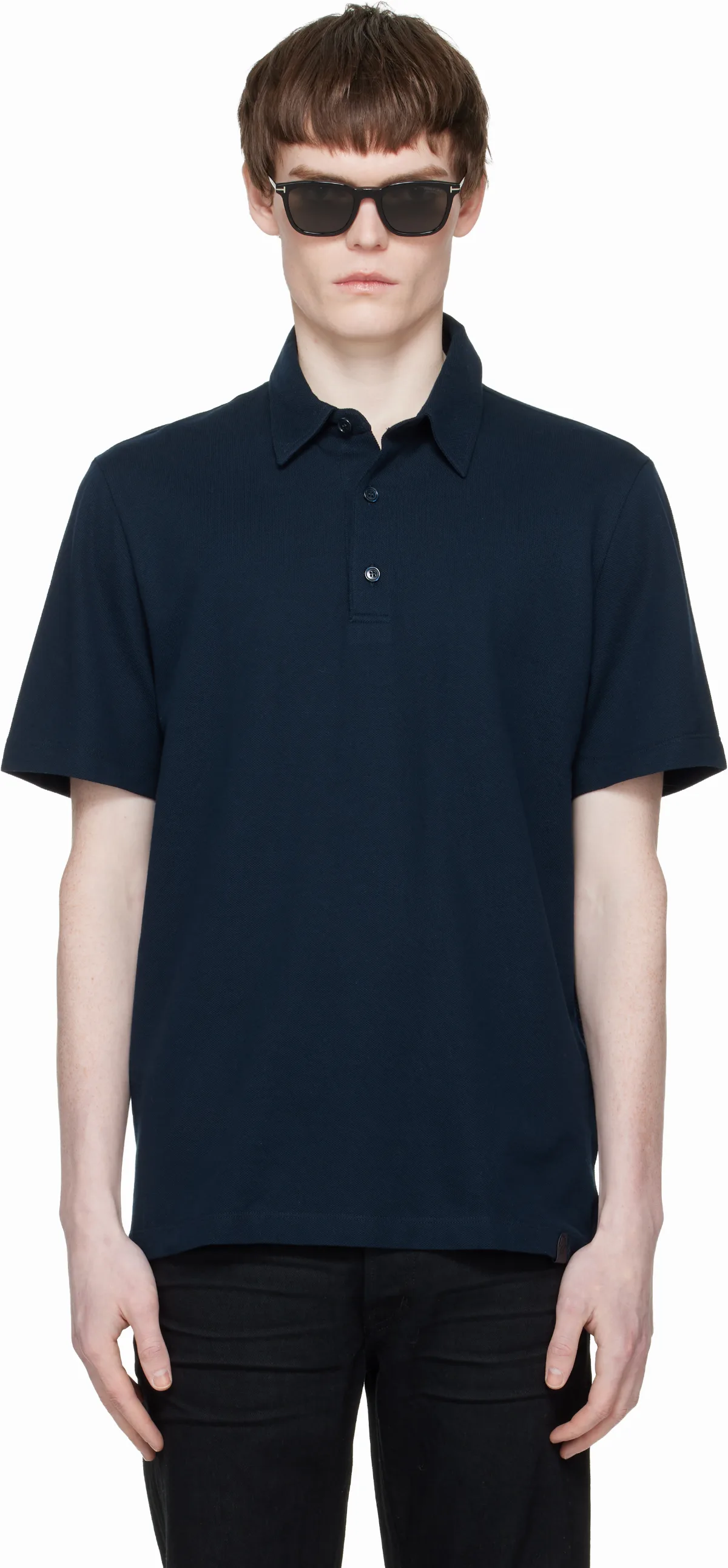 Navy Cotton Piqué Polo