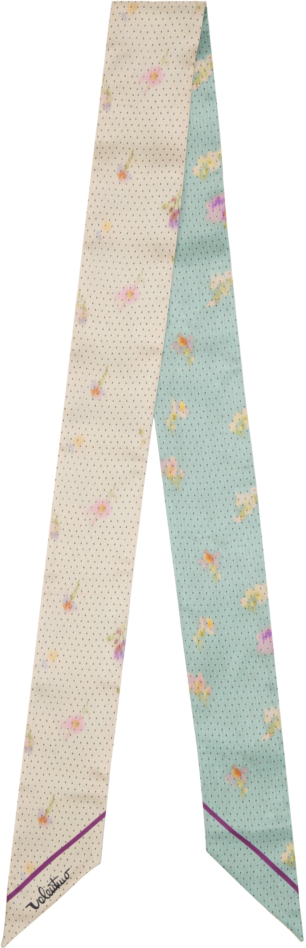 Blue & Beige Silk Bandeau Scarf