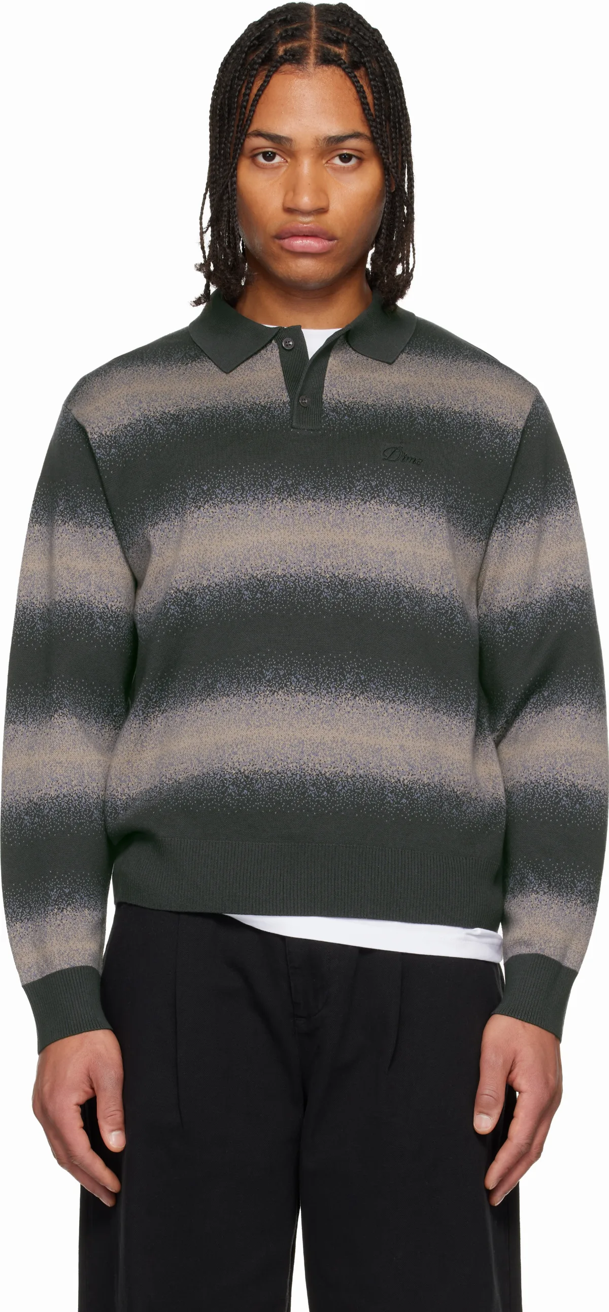 Black & Brown Striped Rugby Sweater