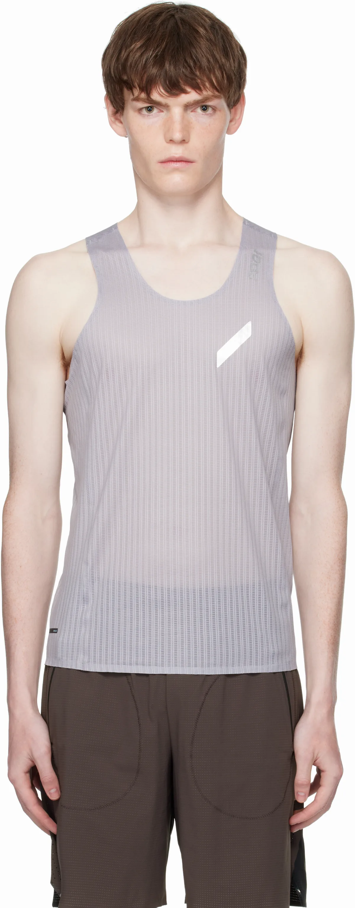 Gray Lightweight SPACE3D Race Tank Top by Soar Running