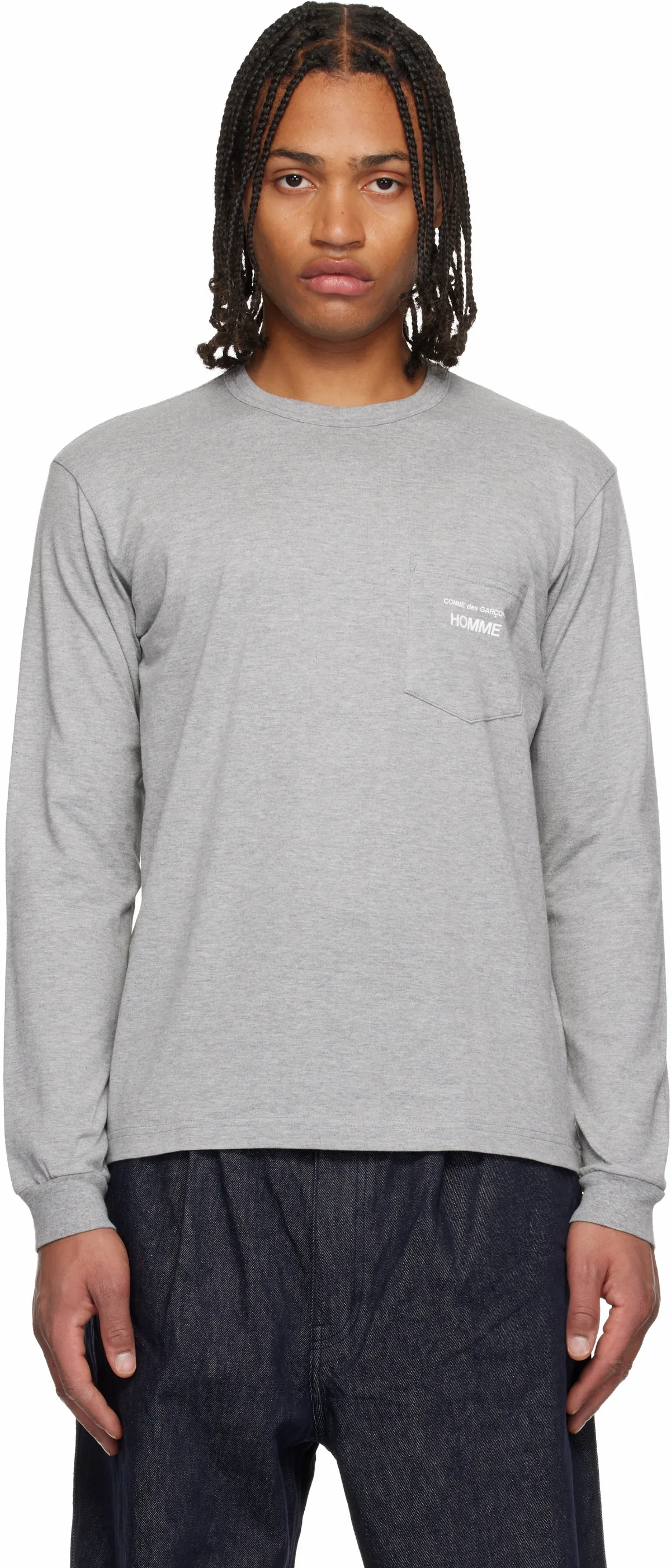 Gray Cotton Jersey Garment Print T-shirt