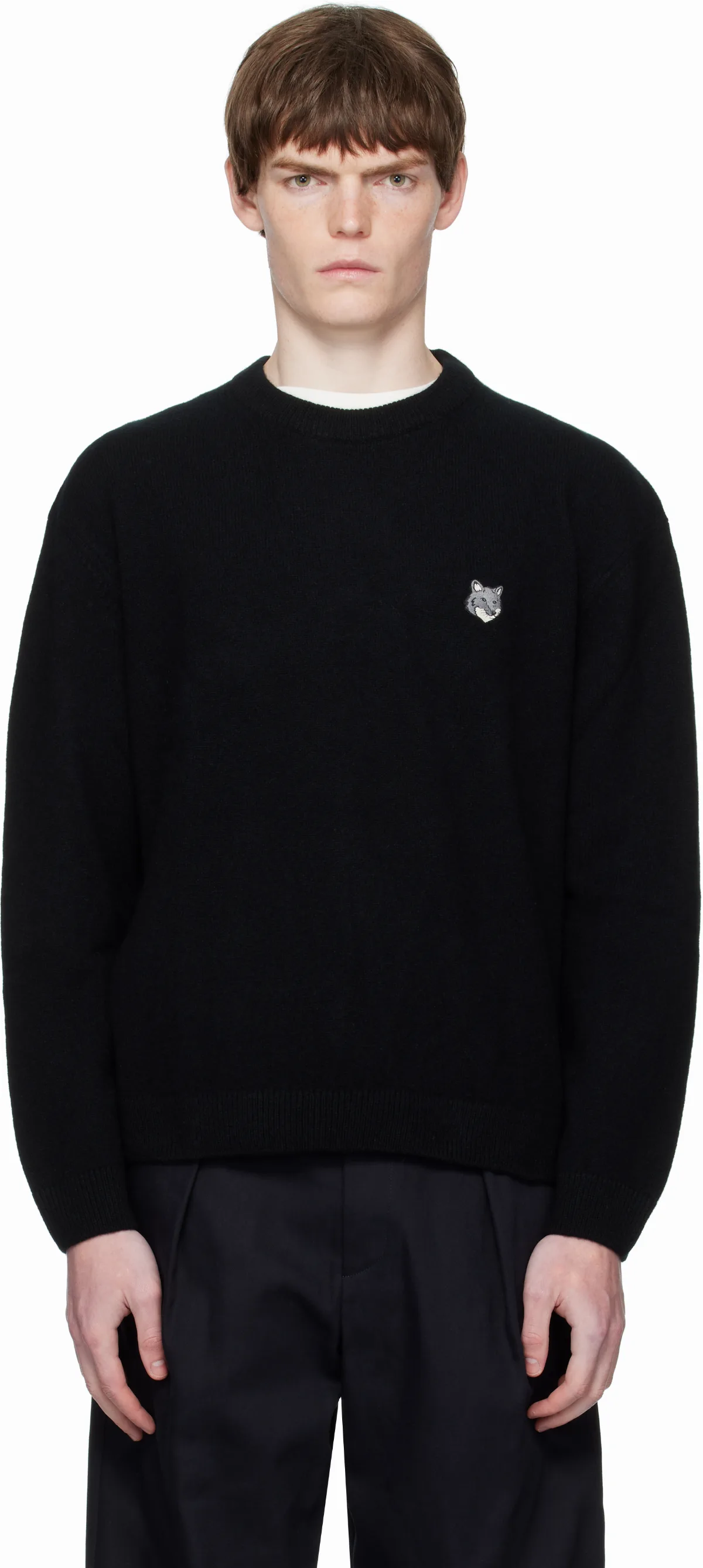 Black Fox Head Lambswool Comfort Sweater