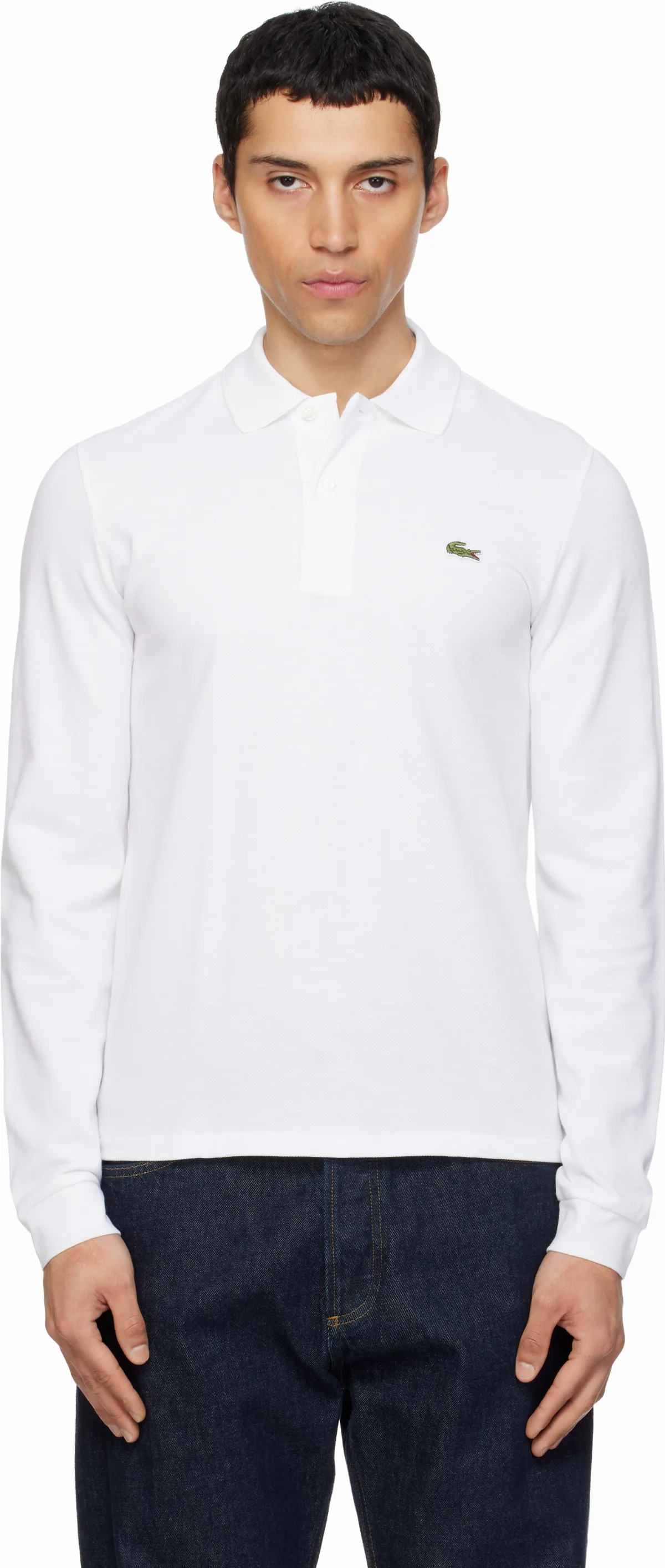 White Classic Fit Long Sleeve L.12.12 Polo