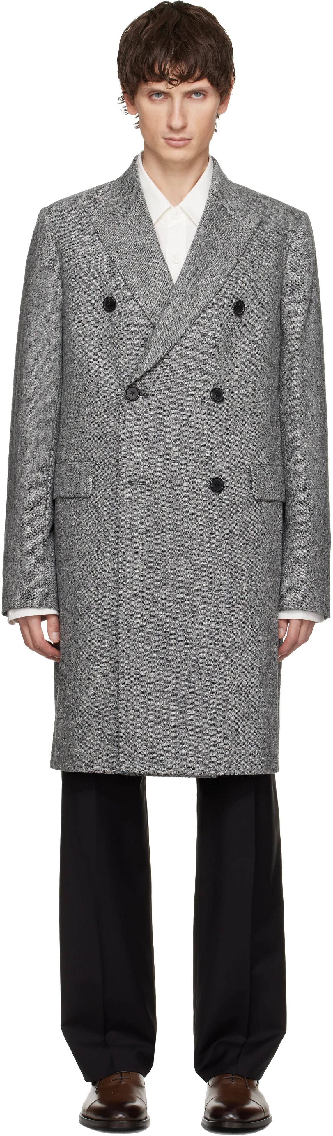 Gray Double Breasted Over Coat