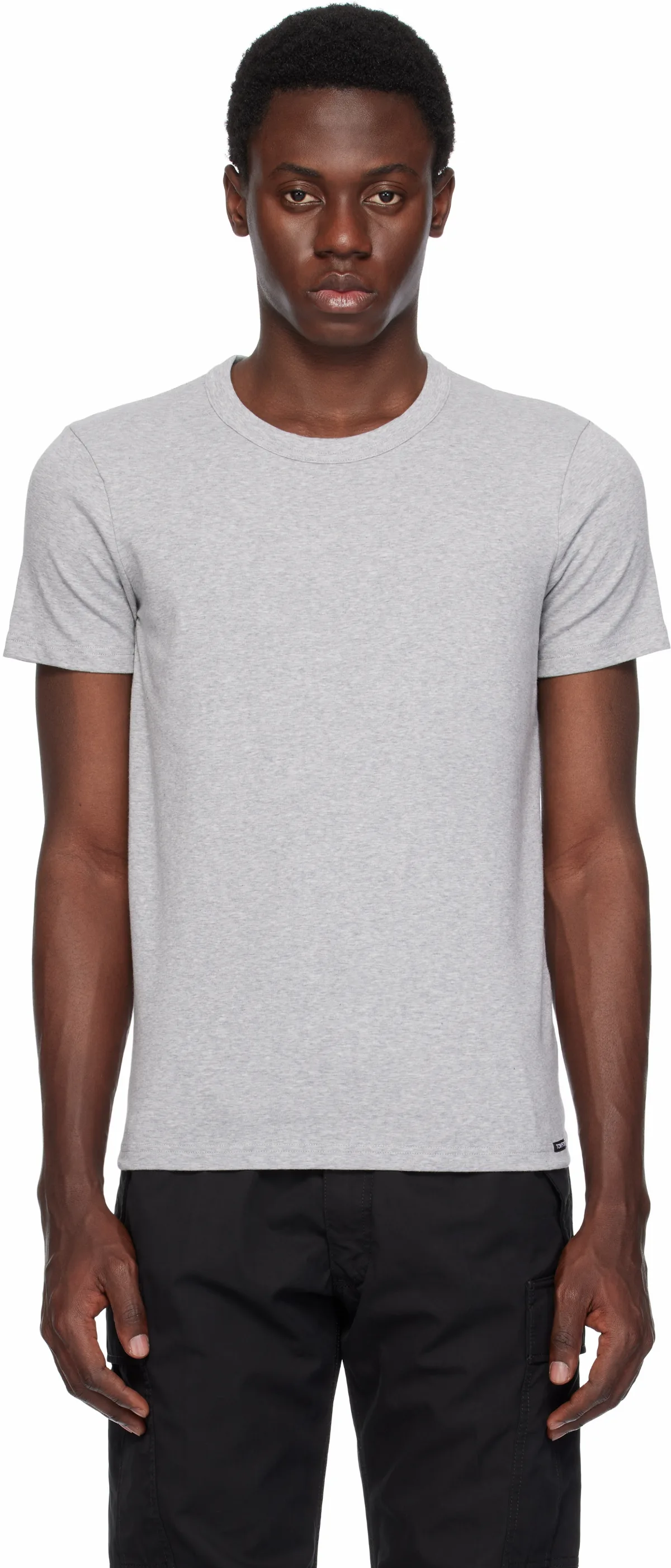 Gray Cotton Stretch Jersey T-shirt