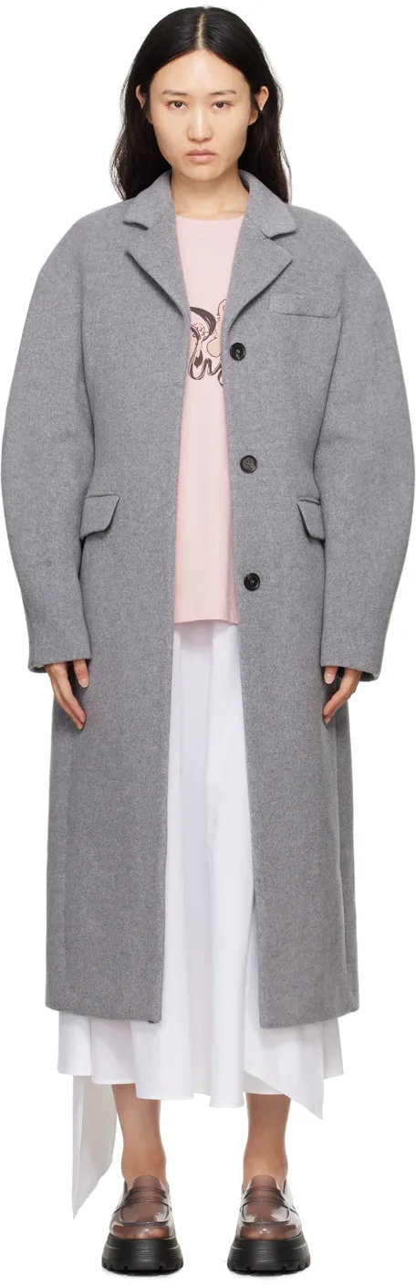 Gray Dropped Shoulder Coat