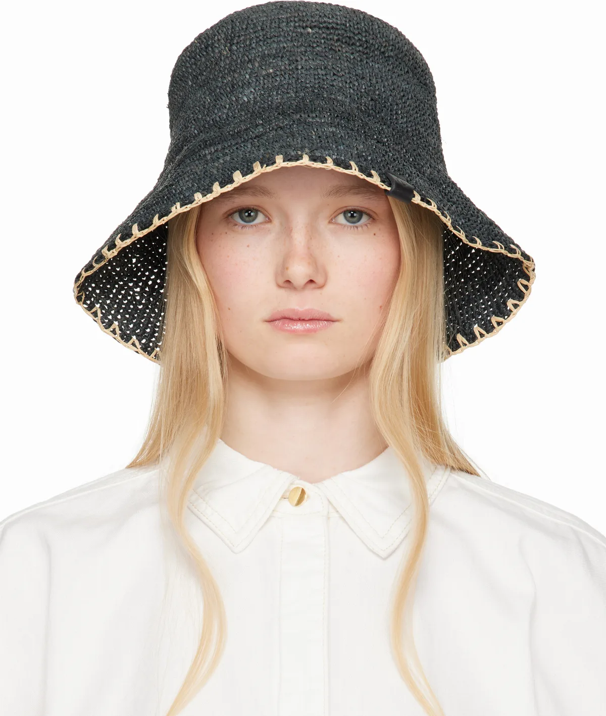 Black Jade Rollable Raffia Bucket Hat