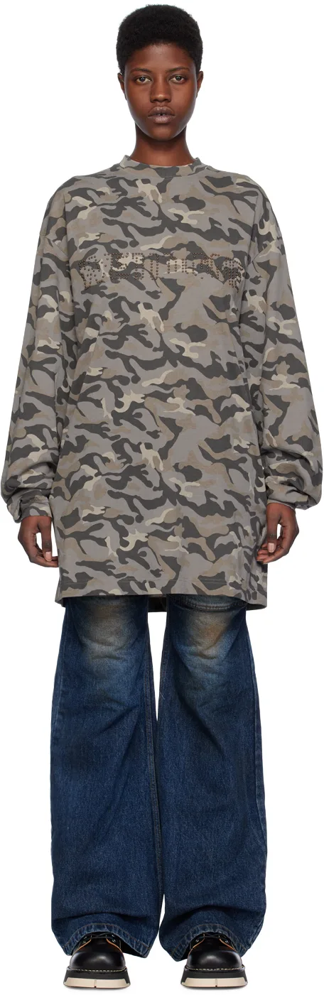 Gray Camouflage Long Sleeve T-Shirt