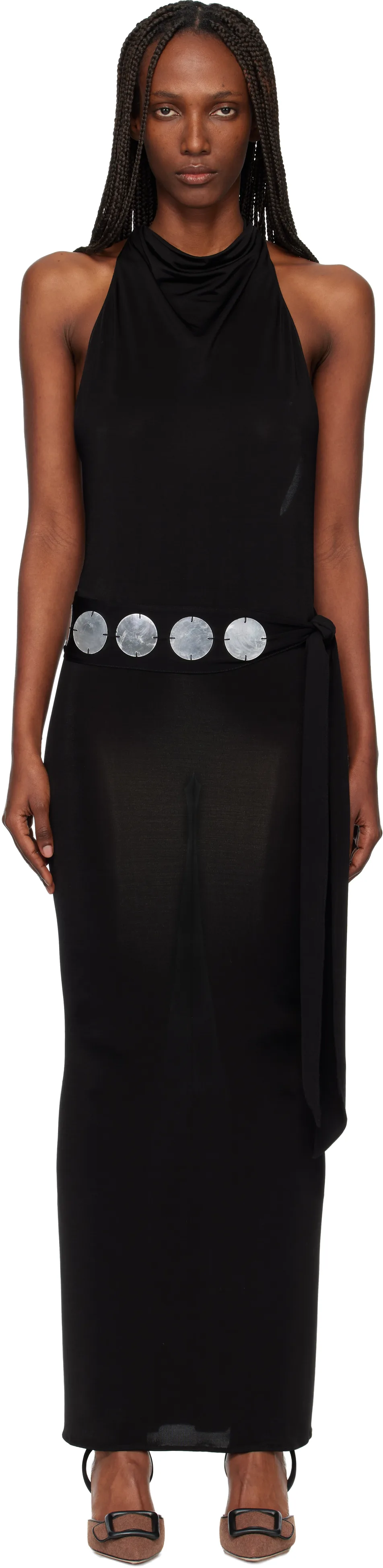 Black Jersey Halter Maxi Dress