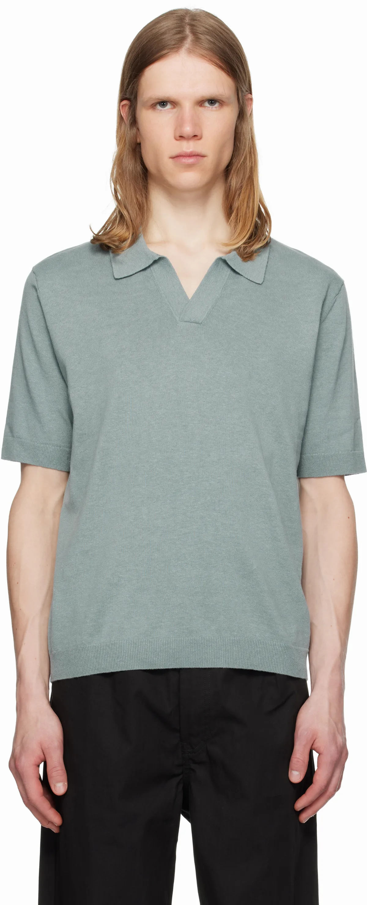 Blue Leif Cotton Linen Polo