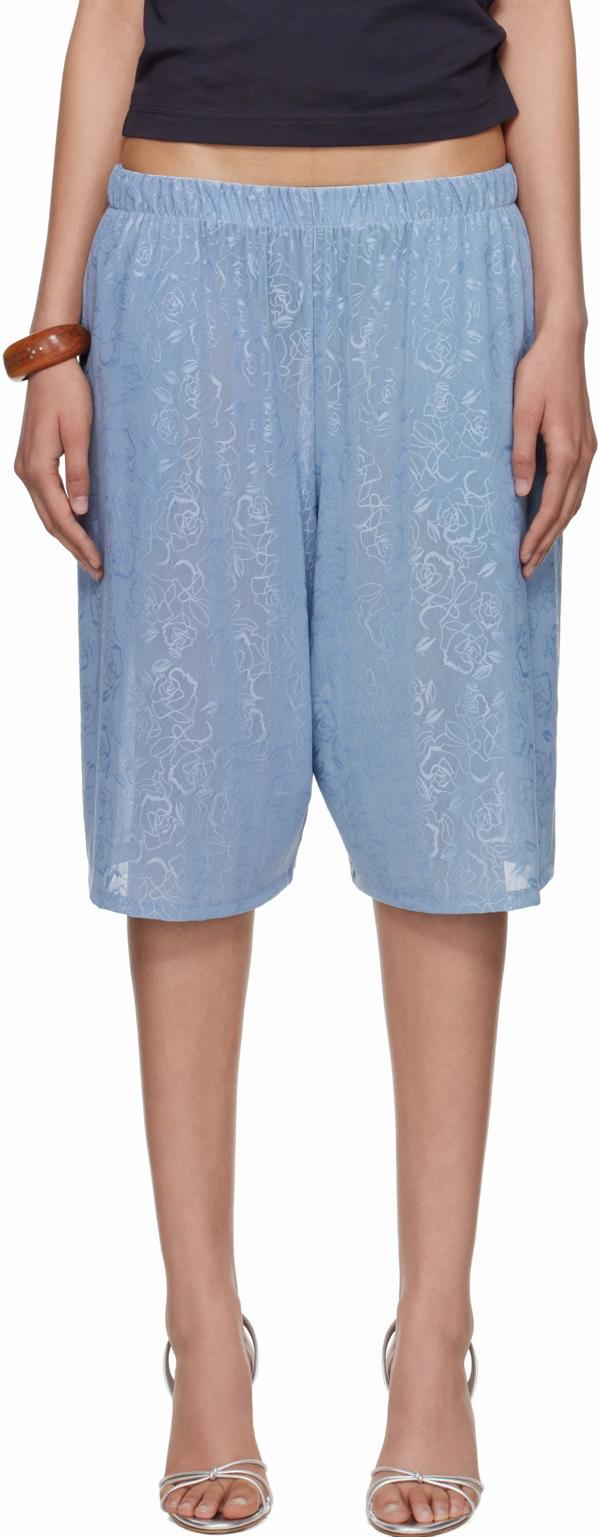 SSENSE Exclusive Blue Lace Basketball Shorts by Conner Ives