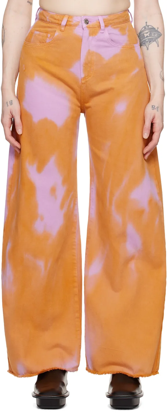 Orange & Pink Tie-Dye Boyfriend Jeans