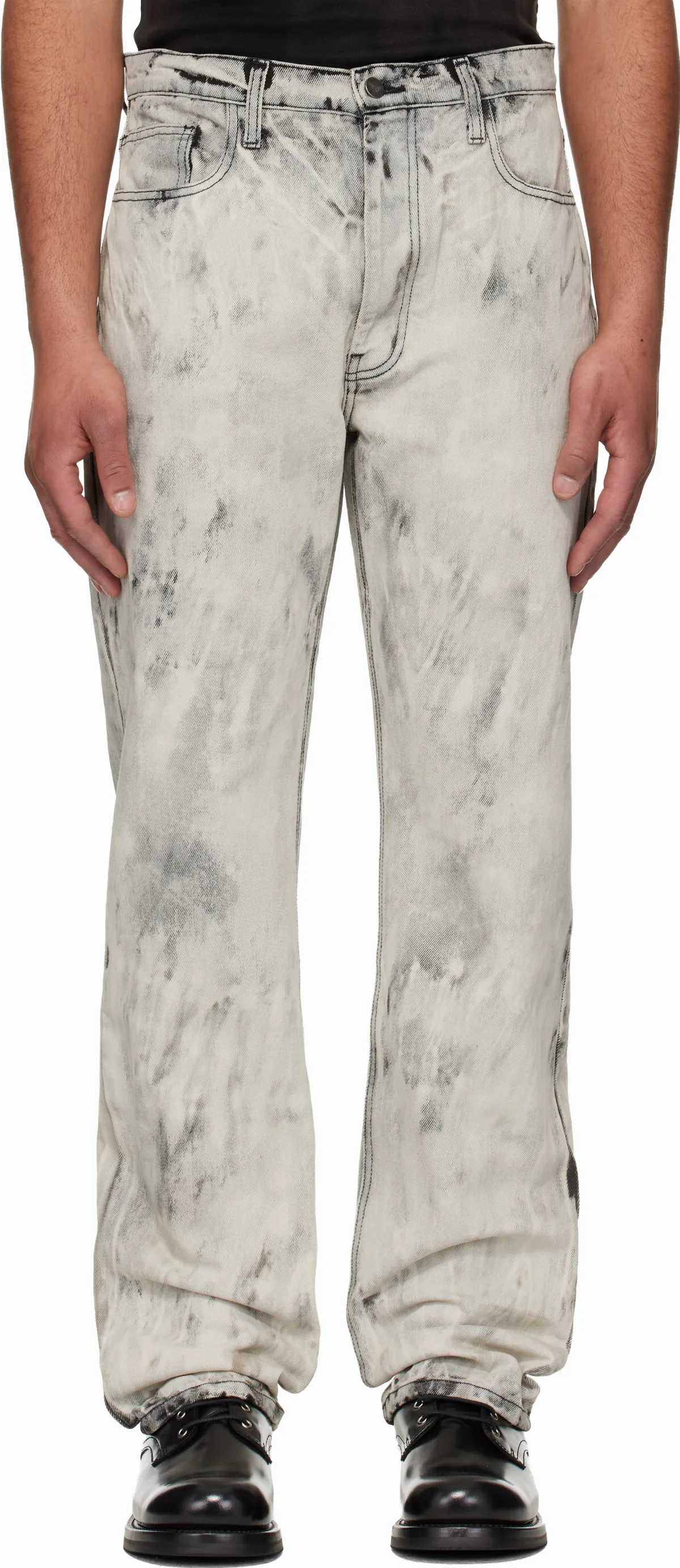 Gray Bleach Straight Leg Jeans
