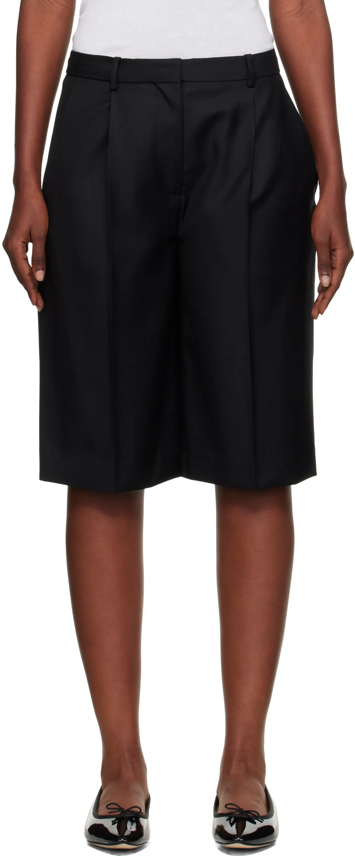 Brown Adler Virgin Wool Bermuda Shorts by Loulou de Saison