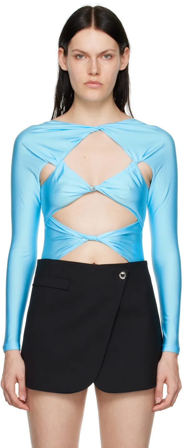 Blue Cutout Bodysuit