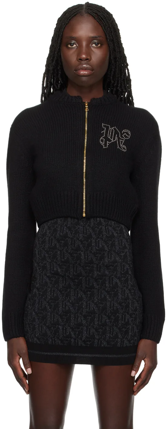 Black Monogram Stud Sweater