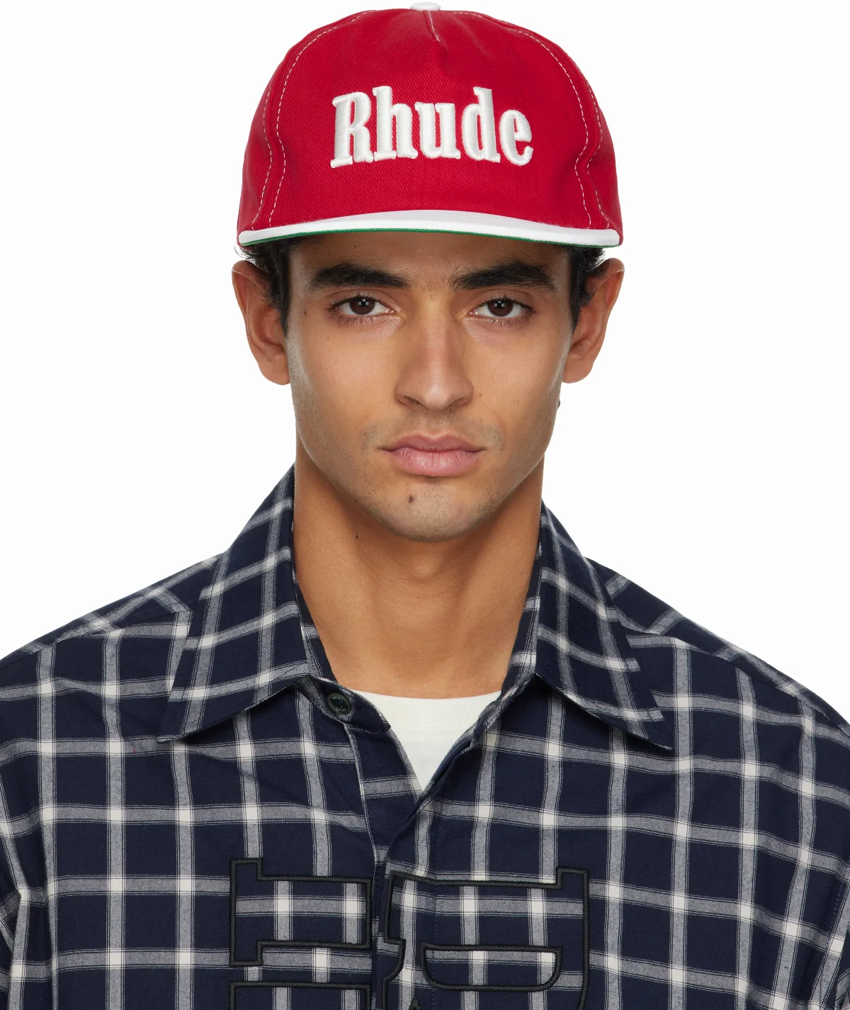 Red & White'Rhude' Contrast Logo Cap by Rhude