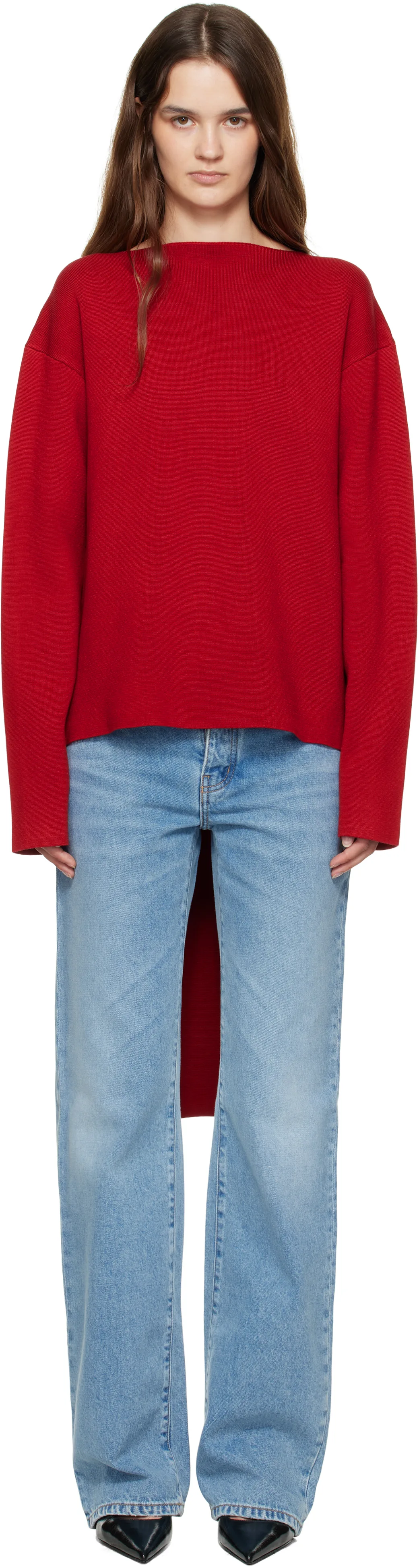 Red Milano Knit Scarf Sweater