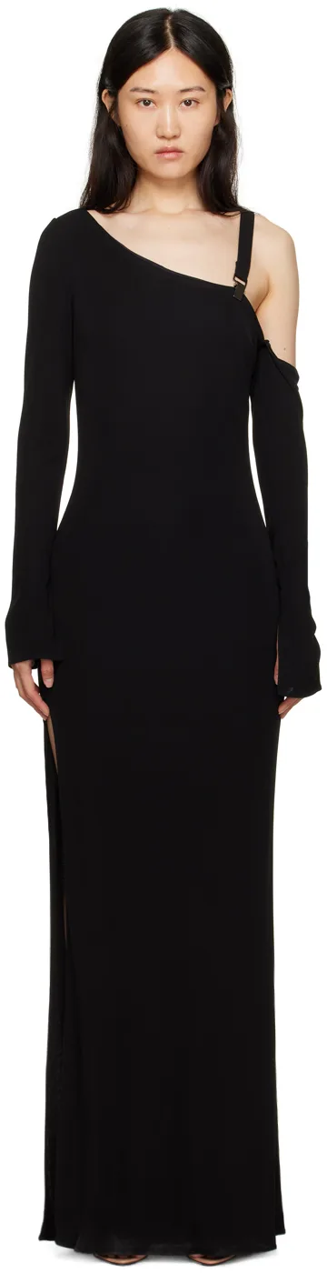 Black Asymmetric Maxi Dress