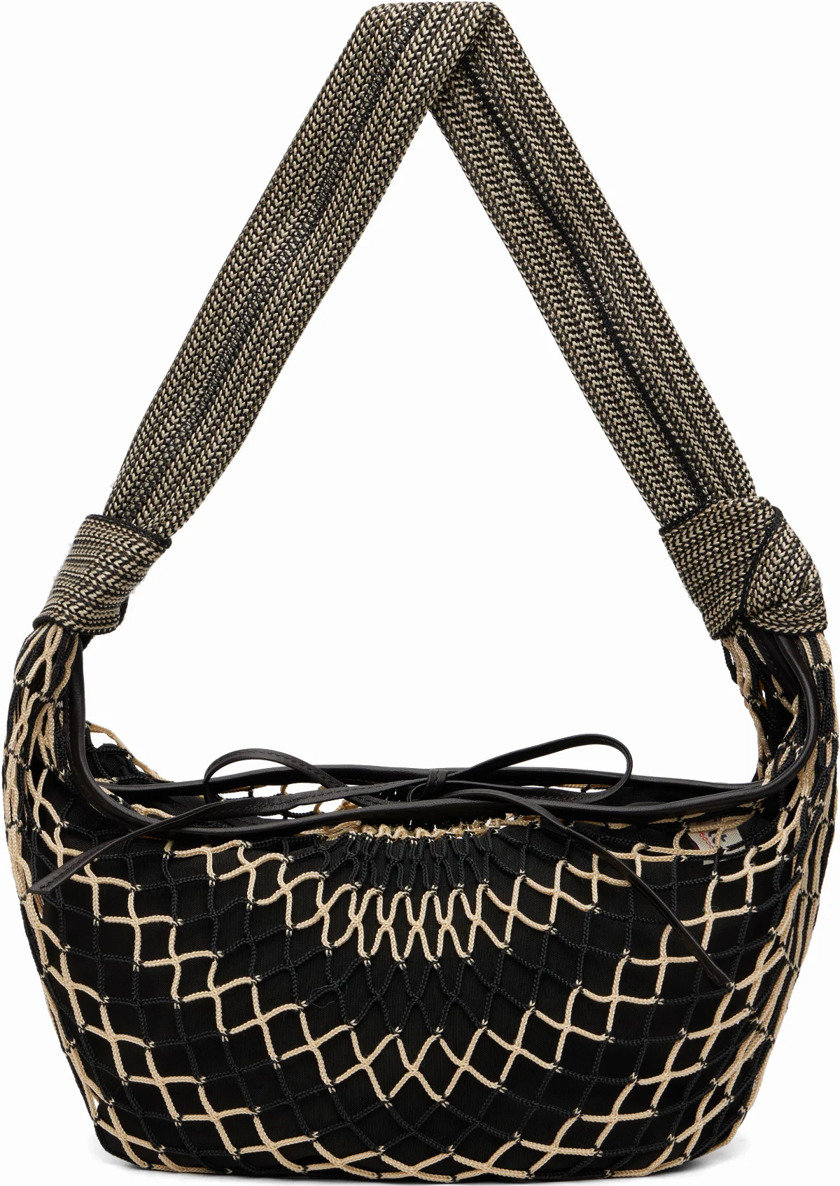 Beige & Black Fortune Croissant Filt Bag
