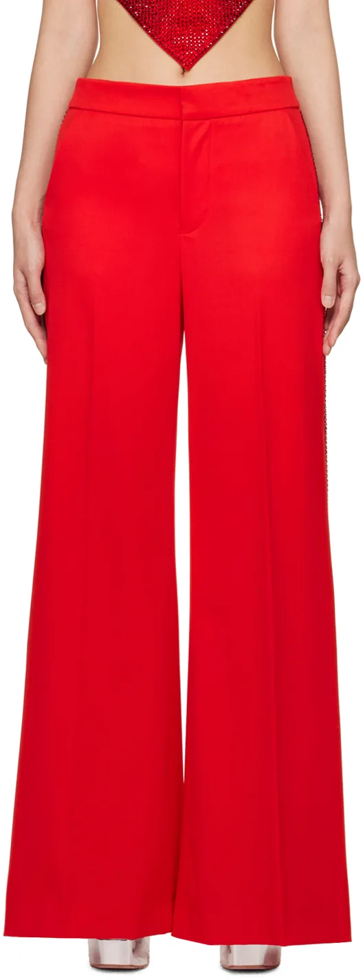 Red Crystal-Cut Trousers