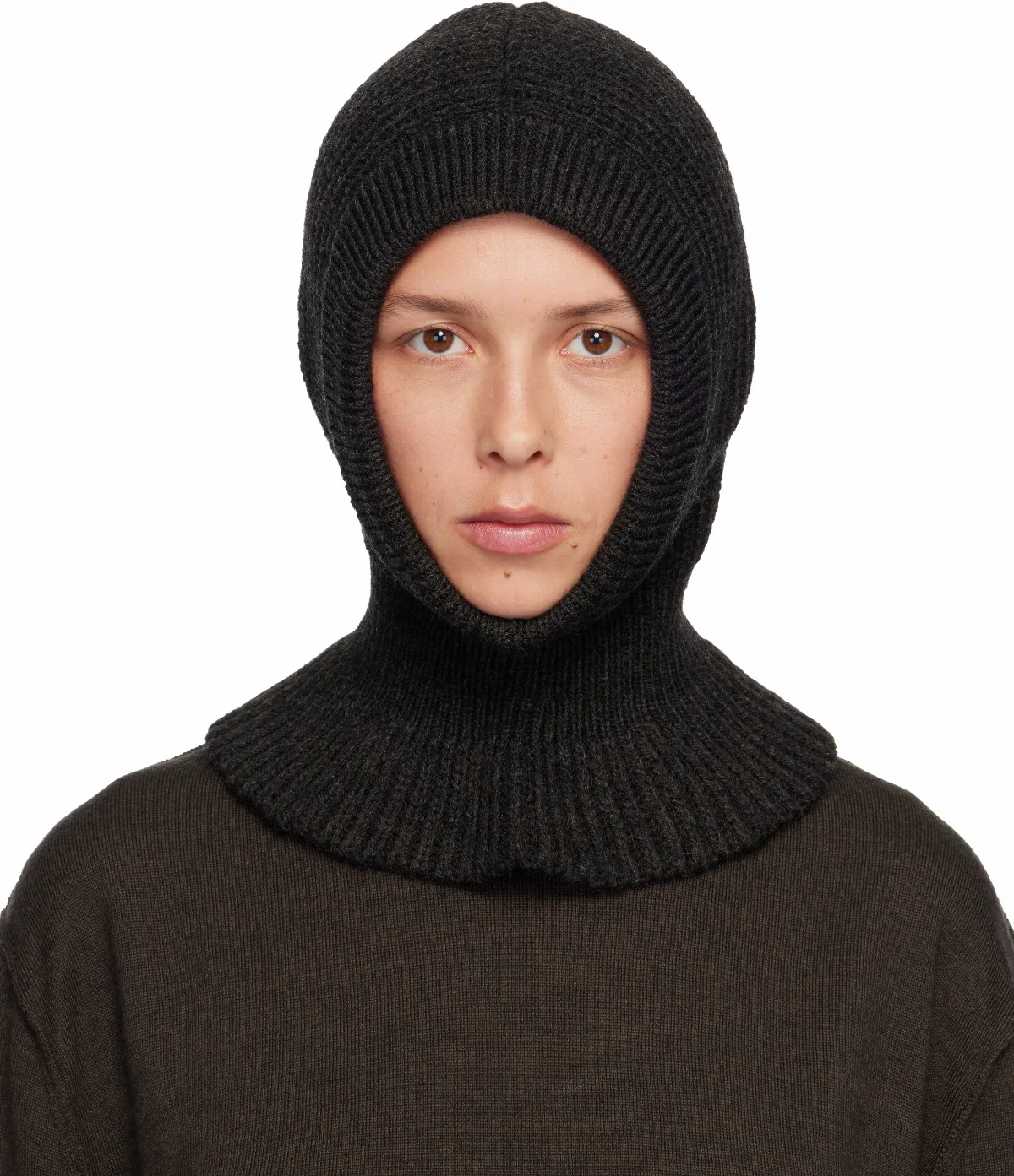 Brown Hood Beanie by LEMAIRE