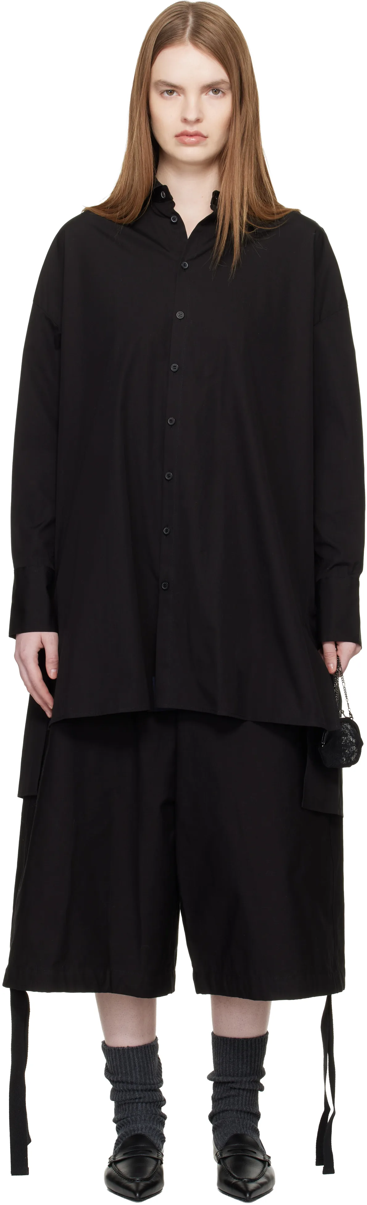 Black Broad Button Detail Shirt by YOHJI YAMAMOTO