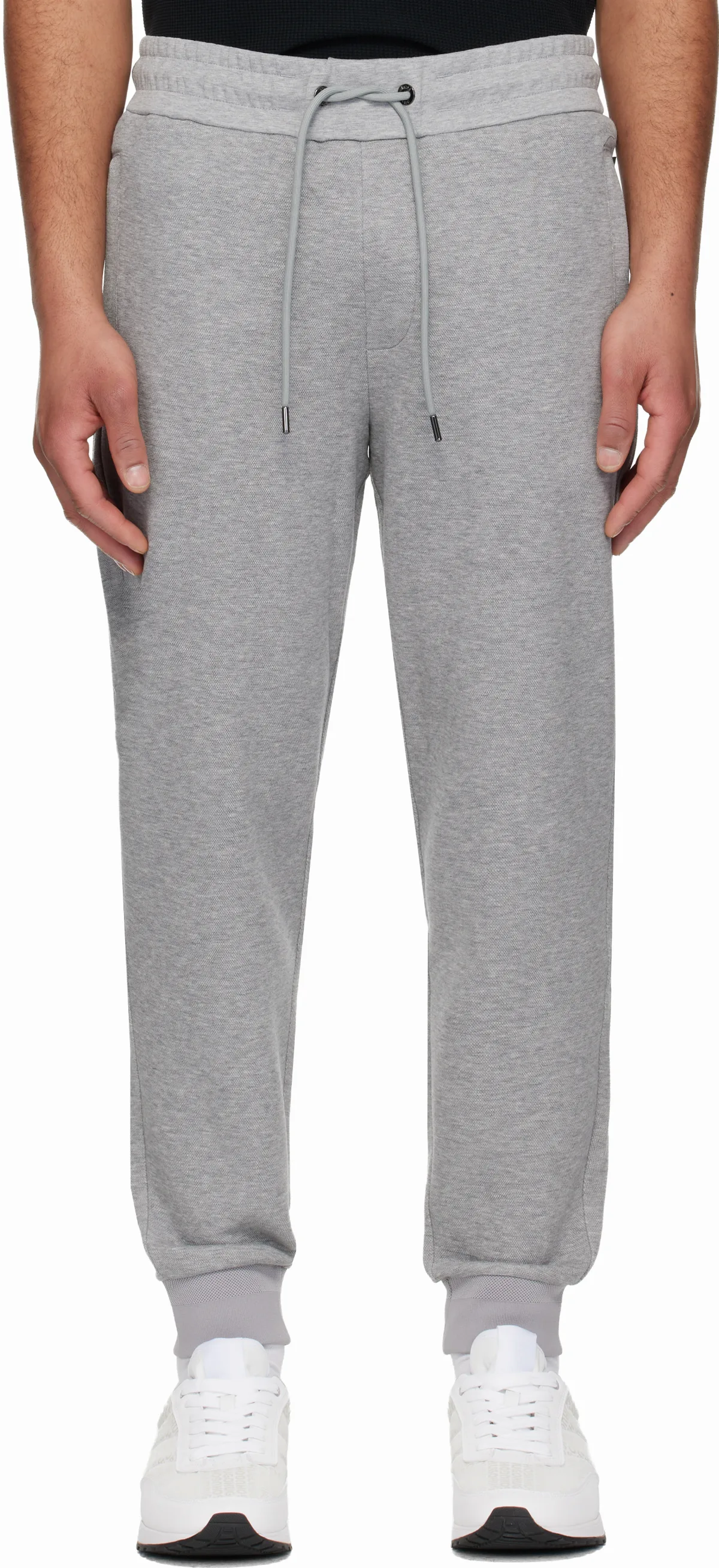 Gray Stretch Cotton Cuffed Hems Sweatpants