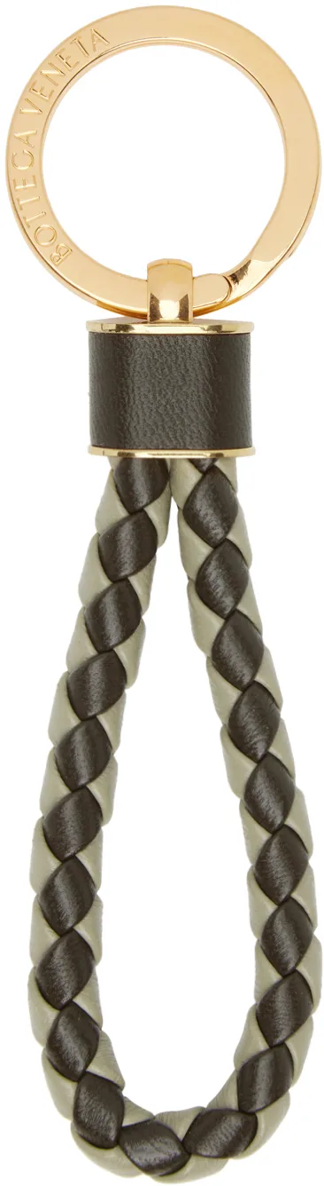 Khaki & Green Intreccio Keychain